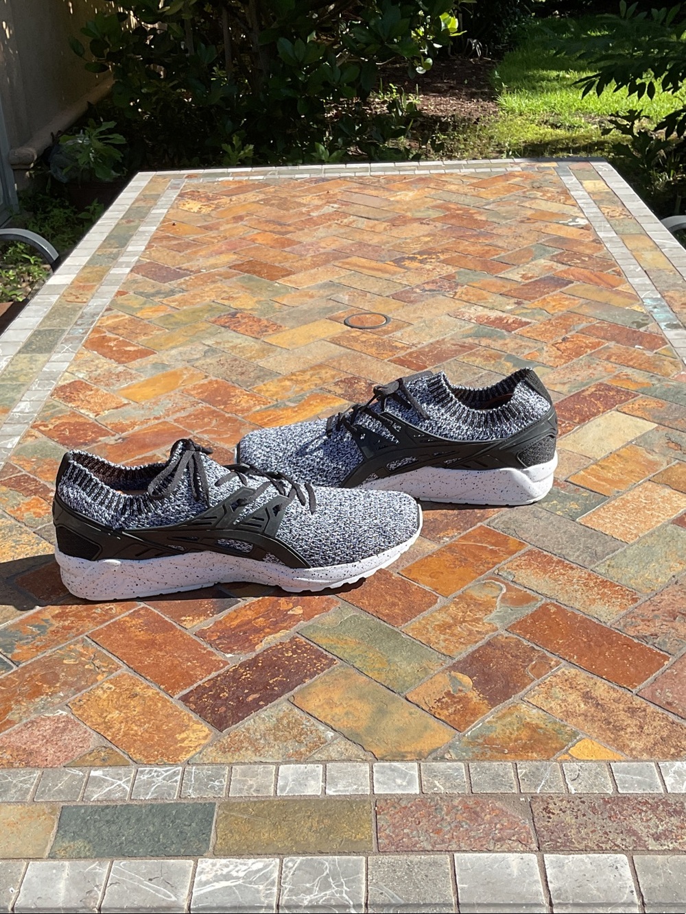 ASICS Men's Knit Athletic Shoes - Black & White Speckle